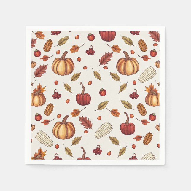 Serviette En Papier Automne Moisson Automne Thanksgiving Napkins (Devant)