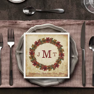 Serviette En Papier Automne, Monogramme Thanksgiving