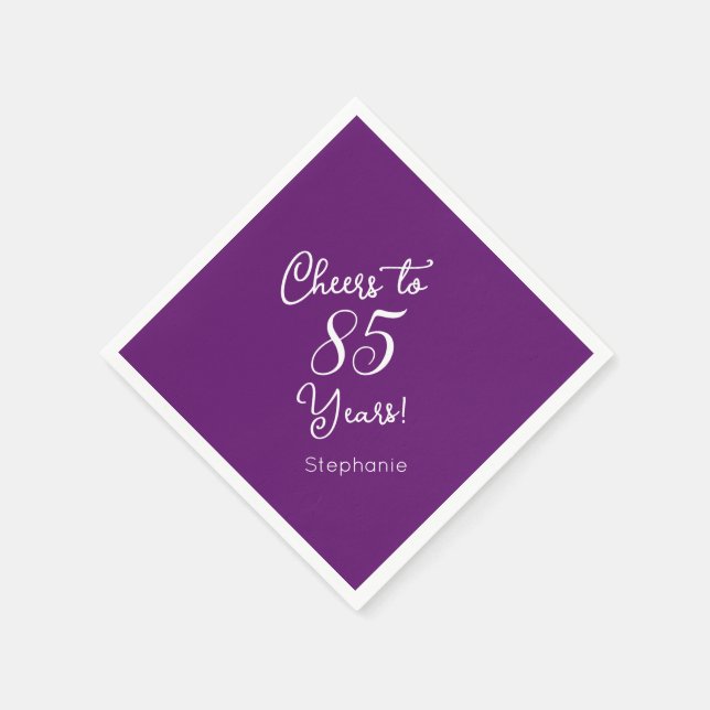 Serviette En Papier Automne Purple Cheers à 85 Ans 85e Anniversaire (Coin)