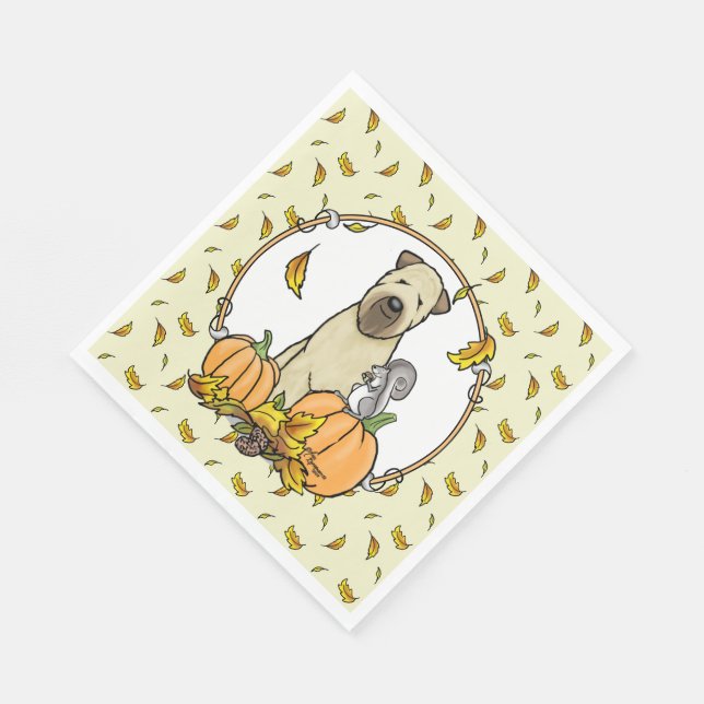 Serviette En Papier Automne Roue Terrier (blé 1b2) Citrouille mignon (Coin)