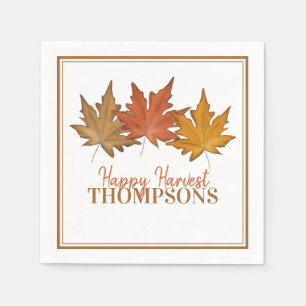 Serviette En Papier Automne Rouge Feuille Russe Moisson Famille Custom