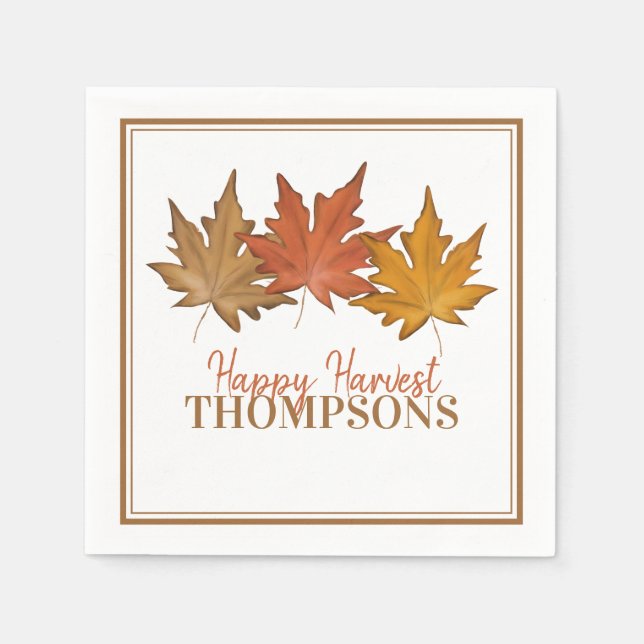 Serviette En Papier Automne Rouge Feuille Russe Moisson Famille Custom (Devant)