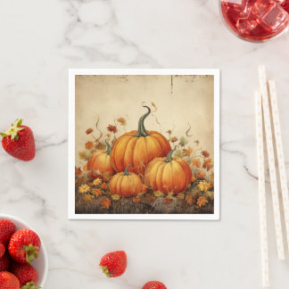 Serviette En Papier Automne Rustique Orange Citrouille