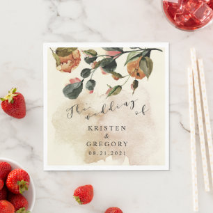 Serviette En Papier Automne Sentez-vous élégant Mariage Floral Monogra