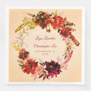 Serviette En Papier Automne Splendor Automne Floral Wreath Mariage