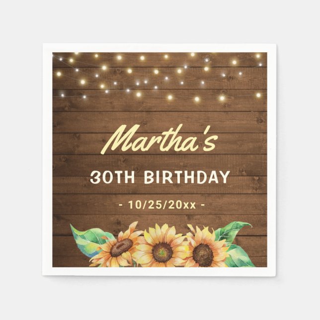 Serviette En Papier Automne Tournesol Fête Anniversaire Automne Rustiq (Devant)