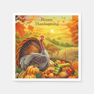 Serviette En Papier Automne Turquie Citrouilles Thanksgiving Naples