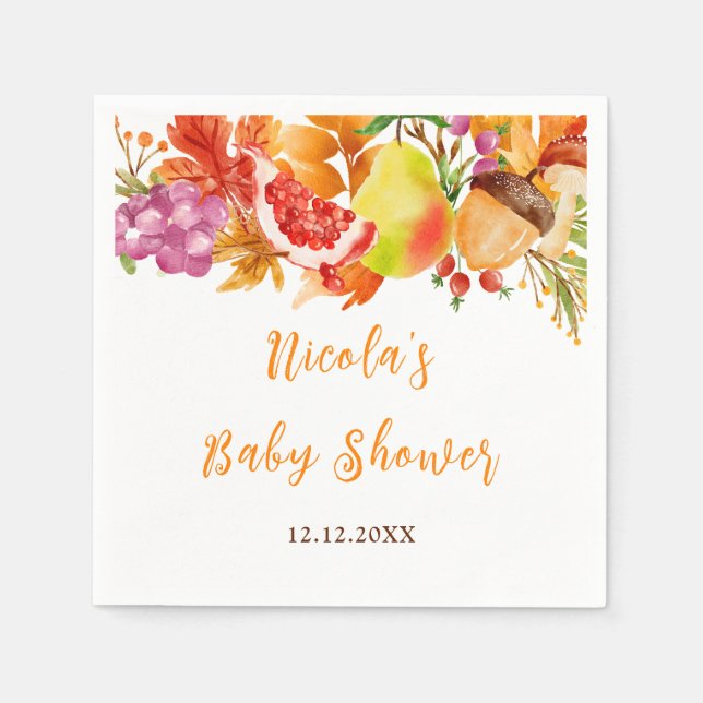 Serviette En Papier Autumn Fall Harvest Baby Shower (Devant)