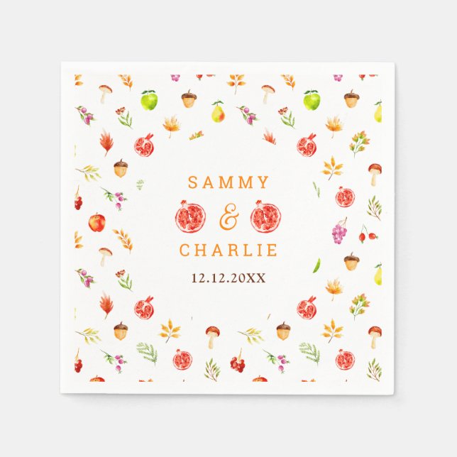 Serviette En Papier Autumn Fall Harvest Wedding (Devant)