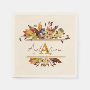 Serviette En Papier Autumn leaves frame personalized