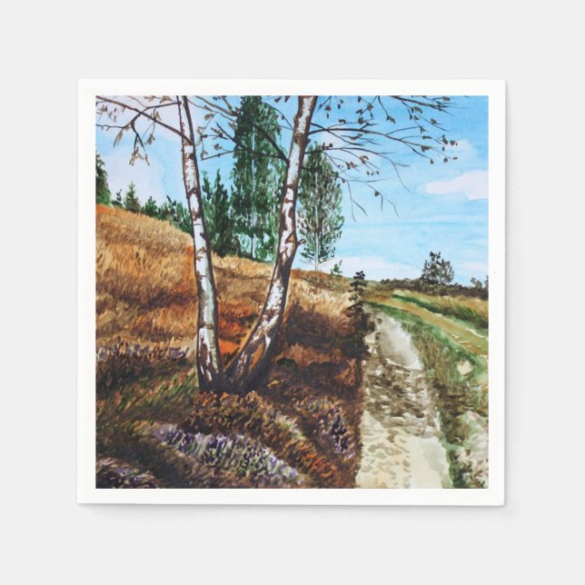 Serviette En Papier Autumn watercolor painting (Devant)