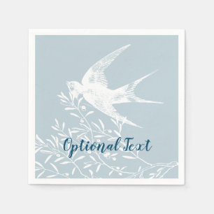 Serviette En Papier Avaler les oiseaux voler sur les branches d'olivie