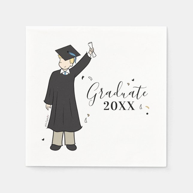 Serviette En Papier Avatar de garçon personnalisé | Serviettes de fin  (Devant)