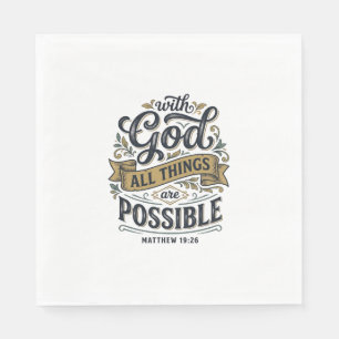 Serviette En Papier Avec Dieu toutes choses sont possibles Vintage chr