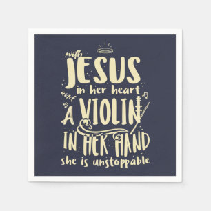 Serviette En Papier Avec Jésus dans son coeur Un violon dans sa musiqu