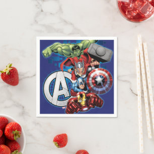 Serviette En Papier Avengers   Groupe et logo haute technologie empilé