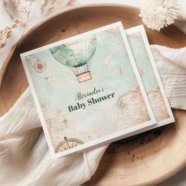 Serviette En Papier Aventure attend un Baby shower neutre pour les fem (Créateur téléchargé)