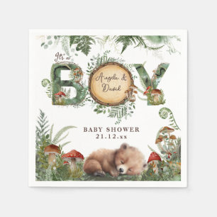 Serviette En Papier Aventure Bois Champignon Fern Baby Boy Douche