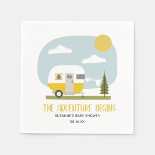 Serviette En Papier Aventure Camper Jaune Rétro Baby shower neutre