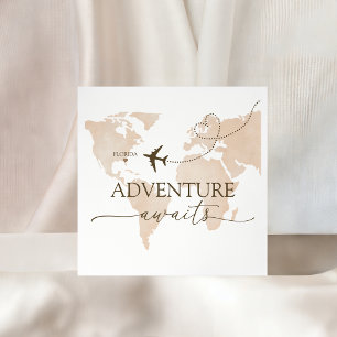 Serviette En Papier Aventure de carte du monde de voyage en attente Se