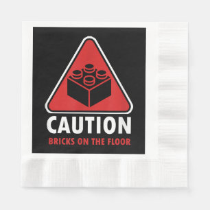 Serviette En Papier Avertissement Drôle Prudence Blocs De Construction