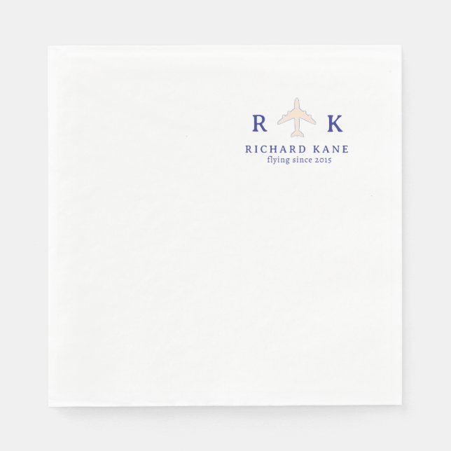 Serviette En Papier Avion Avec Initiales Logo Pilote (Devant)