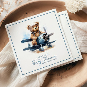 Serviette En Papier Avion en peluche d'ours en aquarelle pour la Baby