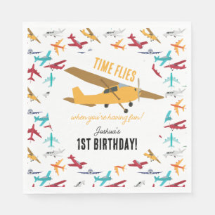 Serviette En Papier Avion Jaune Enfants 1er Anniversaire Fête Fête Vol