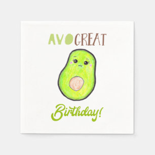 Serviette En Papier Avo grand anniversaire kawaii à la main avocat mig