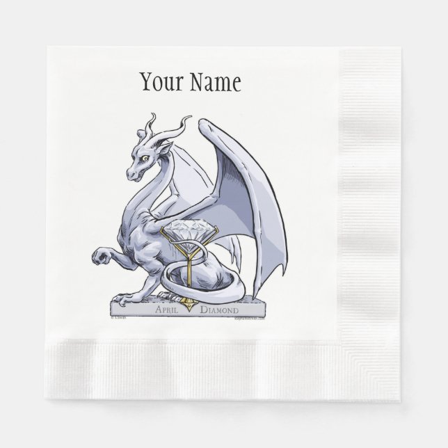 Serviette En Papier Avril Dragon de Pierre de naissance : Diamant (Devant)