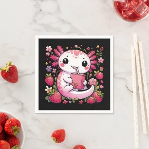 Serviette En Papier Axolotl Boire du lait de fraise japonais