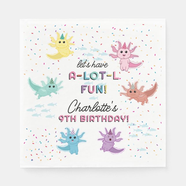 Serviette En Papier Axolotl Kids Cute Salamander Anniversaire (Devant)