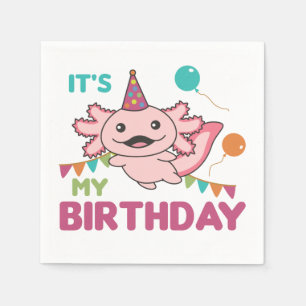 Serviette En Papier Axolotl veut c'est mon anniversaire mignon Axolotl
