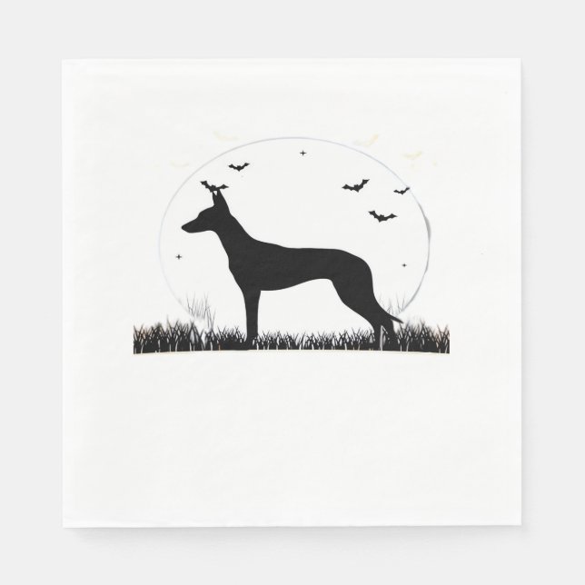 Serviette En Papier Azawakh Chien - Halloween Lune Silhouette Classiqu (Devant)