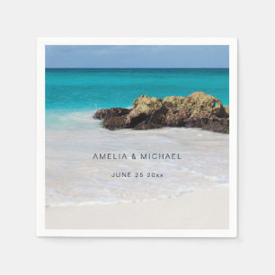 Serviette En Papier Azure Ocean Sandy Beach Mariage photo
