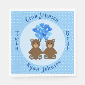 Serviette En Papier Baby Bear Boy Twins Papier serviettes