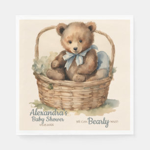 Serviette En Papier Baby Bear Cub Garçons Bearly Wait Baby shower