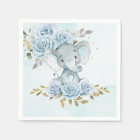 Baby Blue Floral mignonne Elephant Baby shower gar