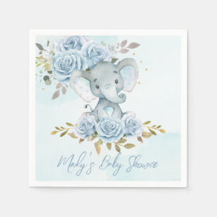 Serviette En Papier Baby Blue Floral mignonne Elephant Baby shower gar