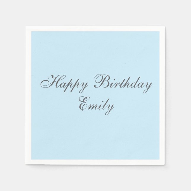 Serviette En Papier Baby Blue Minimalist Birthday Party Napkins (Devant)