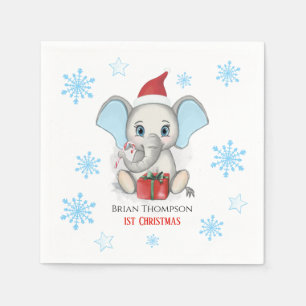 Serviette En Papier Baby Boy First Christmas Jote Elephant Holidays