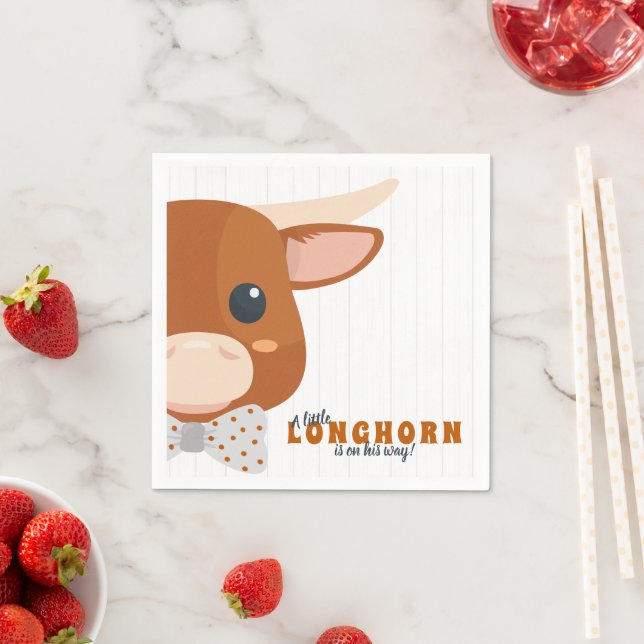 Serviette En Papier Baby Boy Longhorn Burnt Orange Baby shower (En situation)