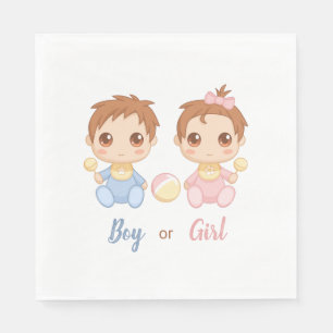 Serviette En Papier Baby Boy ou Girl Genre Reveal Party