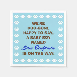 Serviette En Papier Baby Boy personnalisé - Chien Baby shower à thème