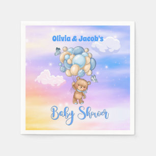 Serviette En Papier Baby Boy Teddy Bear Baby shower bleu