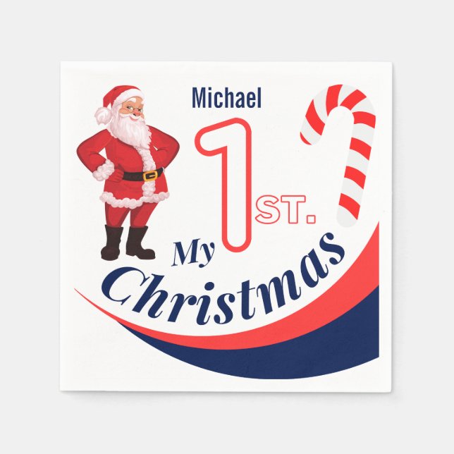 Serviette En Papier Baby de Noël "Mon 1er Noël" (Devant)