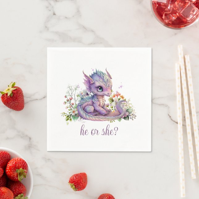 Serviette En Papier Baby Dragon Sexe Reveal Party (En situation)
