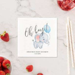 Serviette En Papier Baby Elephant & Baby shower Bleu Balloon
