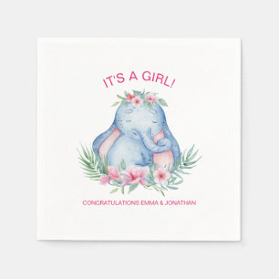 Serviette En Papier Baby Elephant Fleurs tropicales Baby Girl Douche