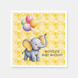 Serviette En Papier Baby Elephant Oreilles à pois jaunes Baby Shower